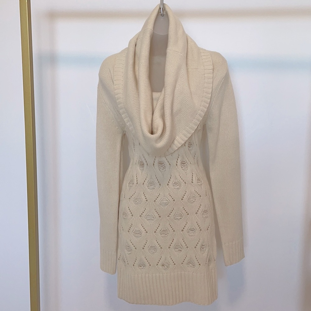 Cowl Neck Knit Sweater Dress
